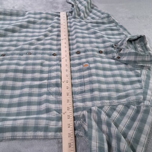 Carhartt Button Down Shirt Mens XL 100% Cotton Relaxed Fit Green Plaid 104174 - Picture 7 of 11